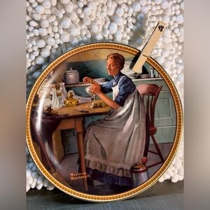 Norman Rockwell Decorative Plate Working In The Kitchen